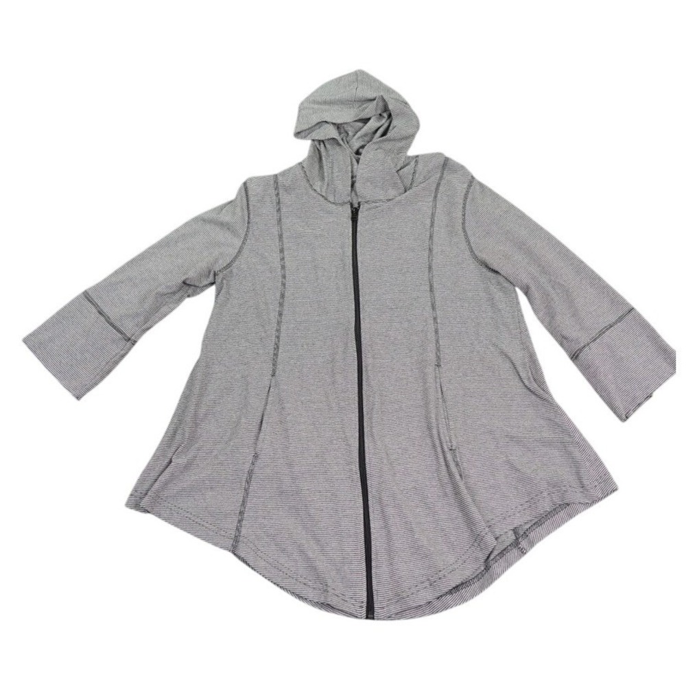 Lur Fashion Hoodie Sweater Womens Extra Large Gray Striped Lightweight Beach